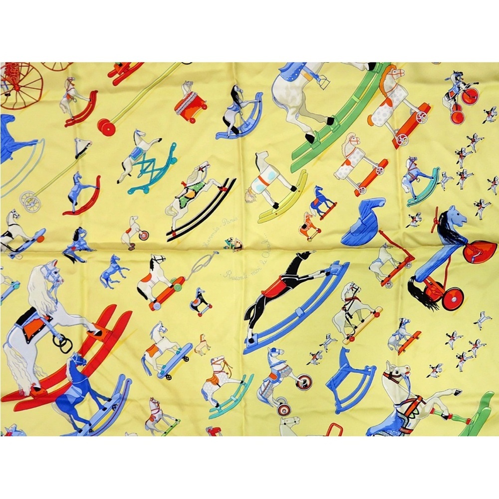 Hermes Yellow Rocking Horse Toy Scarf - Picture 2 of 11